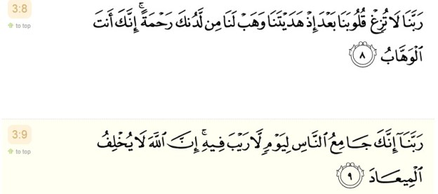 Surah 3 verses eight and nine